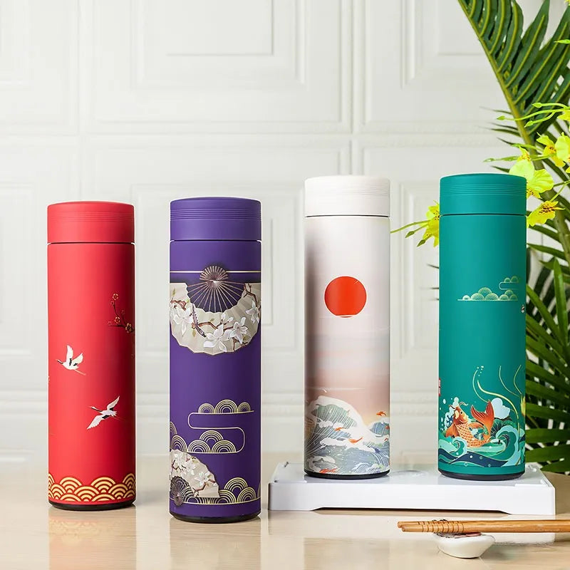 Gourde Thermos Design rouge paysage