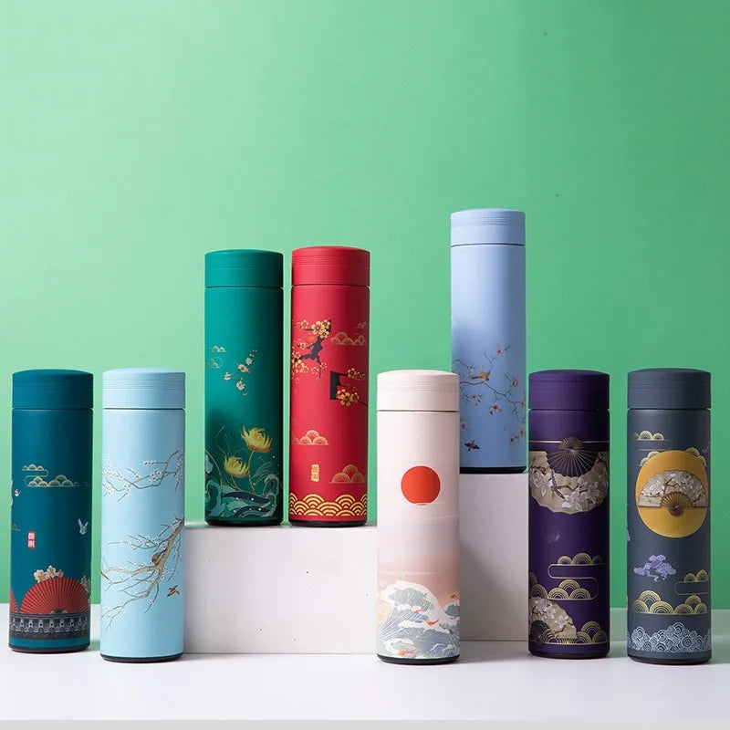 Gourde Thermos Design bleue faune