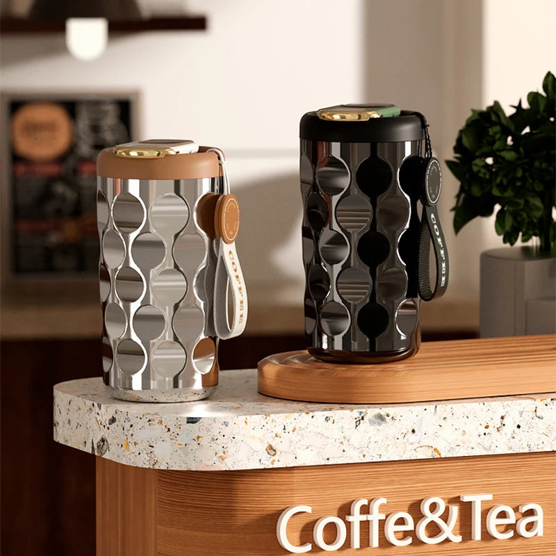 Gourde thermos café design géométrique