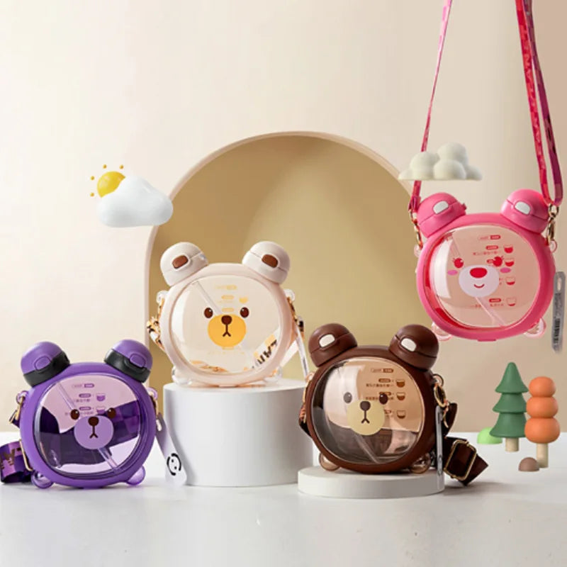 Gourde Enfant Rose Kawaii avec paille
