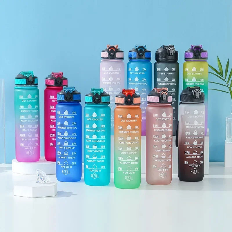 Gourde 1l Avec Paille, finition givrée