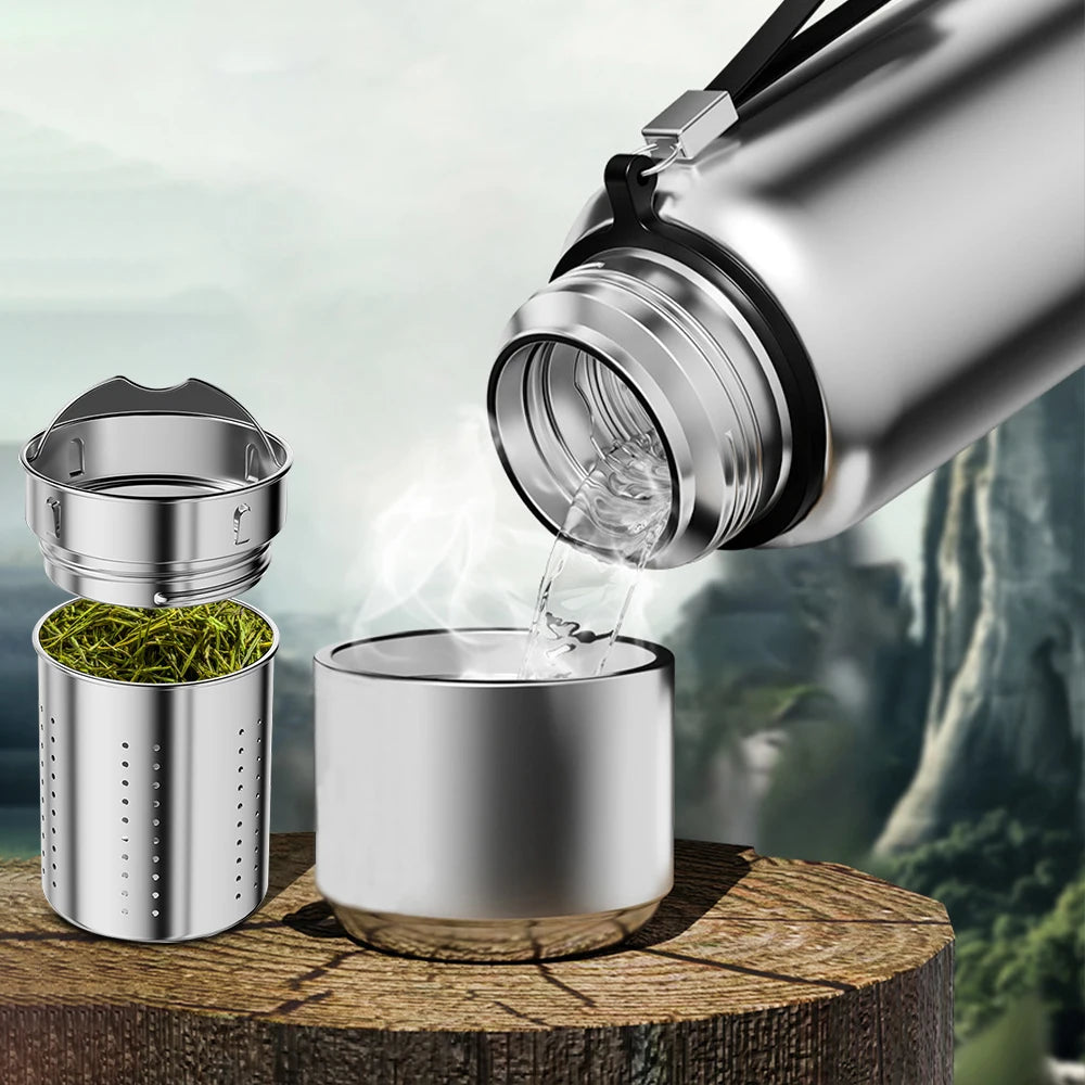 Bouteille Thermos cylindrique à affichage LED