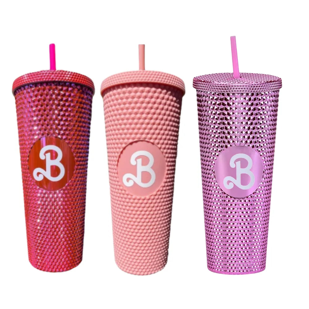 Gourde Isotherme Avec Paille motif réticulé antidérapant